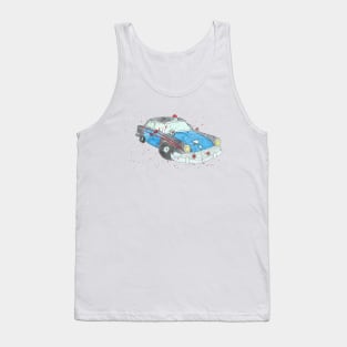 Vintage Police Car Splatter Art Tank Top